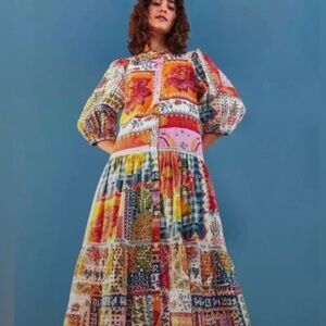 FARM RIO patchwork tiered maxi